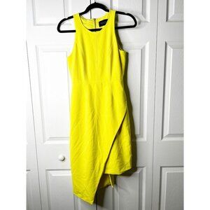 Toccin NY Yellow Asymmetric Sleeveless Back Zip Sheath Dress Women's Size 2
